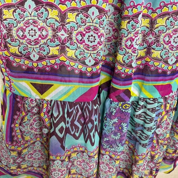 Betsey Johnson Y2K Colorful Bohemian Maxi Slip Dress Sz 10 Vacation, Party - Picture 7 of 14